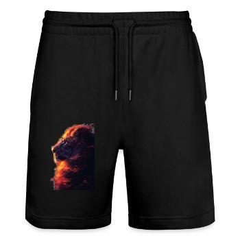 Lion - Short de jogging bio TRAINER Stanley/Stella unisexe - noir - Devant - Nik (191cm) & Marisol (170cm)