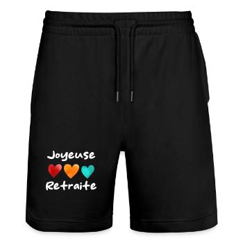 Retraite. Bonne Retraite. Joyeuse Retraite - Short de jogging bio TRAINER Stanley/Stella unisexe - noir - Devant - Nik (191cm) & Marisol (170cm)