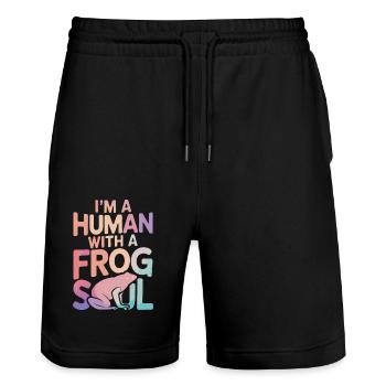 Frog Toad - Stanley/Stella Trainer Unisex Organic Jogging Shorts - black - Front - Nik (191cm) & Marisol (170cm)