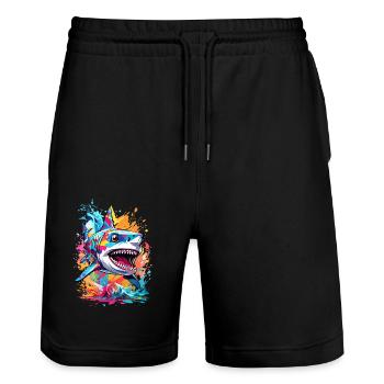 Requin - Short de jogging bio TRAINER Stanley/Stella unisexe - noir - Devant - Nik (191cm) & Marisol (170cm)