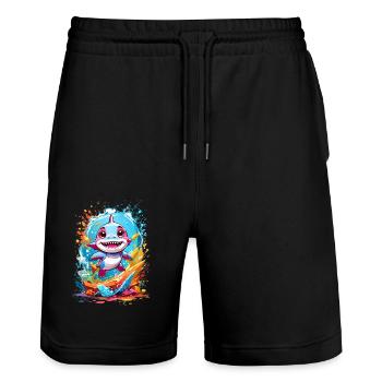Requin - Short de jogging bio TRAINER Stanley/Stella unisexe - noir - Devant - Nik (191cm) & Marisol (170cm)