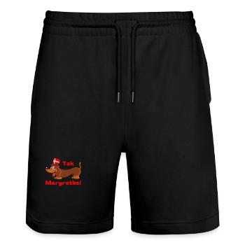 Tak Margrethe! Thank you Queen Margrethe 1972 - 2024 - Stanley/Stella Trainer Unisex Organic Jogging Shorts - black - Front - Nik (191cm) & Marisol (170cm)
