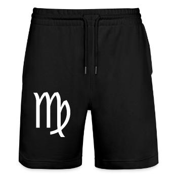 Sternzeichen Jungfrau, exklusives T-Shirt Design - Stanley/Stella Unisex Bio Joggingshorts Trainer  - Schwarz - Vorne - Nik (191cm) & Marisol (170cm)