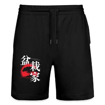 Bonsaï Style Japonais, Illustrations Art du Bonsaï - Short de jogging bio TRAINER Stanley/Stella unisexe - noir - Devant - Nik (191cm) & Marisol (170cm)