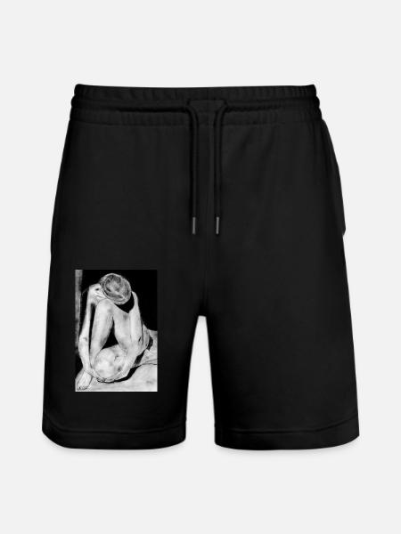 Schüchterne Frau nackt - Stanley/Stella Unisex Bio Joggingshorts Trainer  - Schwarz
