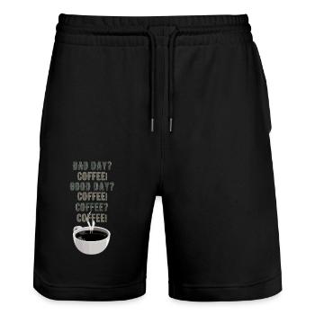 Bad Day? Coffee! - Stanley/Stella Trainer Unisex Organic Jogging Shorts - black - Front - Nik (191cm) & Marisol (170cm)