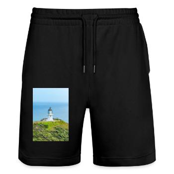 Lighthouse at Cape Reinga (Te Rerenga Wairua) New - Stanley/Stella Unisex Bio Joggingshorts Trainer  - Schwarz - Vorne - Nik (191cm) & Marisol (170cm)