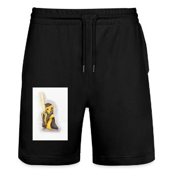 Münchner Kindl with lightsaber - Stanley/Stella Trainer Unisex Organic Jogging Shorts - black - Front - Nik (191cm) & Marisol (170cm)