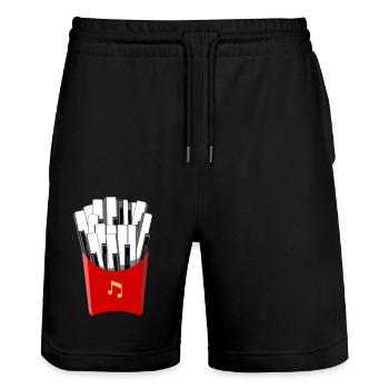 Klavier Keyboard Flügel - Stanley/Stella Unisex Bio Joggingshorts Trainer  - Schwarz - Vorne - Nik (191cm) & Marisol (170cm)