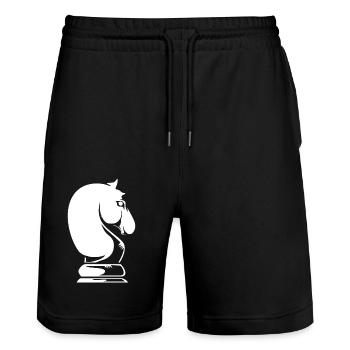Échecs échecs cavaliers - Short de jogging bio TRAINER Stanley/Stella unisexe - noir - Devant - Nik (191cm) & Marisol (170cm)