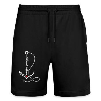 Ostseeliebe - Herz im Anker - Stanley/Stella Unisex Bio Joggingshorts Trainer  - Schwarz - Vorne - Nik (191cm) & Marisol (170cm)