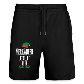Weihnachts Verkäufer Elf - Stanley/Stella Unisex Bio Joggingshorts Trainer  - Schwarz - Vorne - Nik (191cm) & Marisol (170cm)
