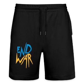 Ukraine End War - Stanley/Stella Unisex Bio Joggingshorts Trainer  - Schwarz - Vorne - Nik (191cm) & Marisol (170cm)