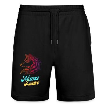 Mama louve - Short de jogging bio TRAINER Stanley/Stella unisexe - noir - Devant - Nik (191cm) & Marisol (170cm)