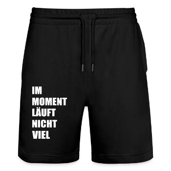 Im moment läuft nicht viel - Stanley/Stella Unisex Bio Joggingshorts Trainer  - Schwarz - Vorne - Nik (191cm) & Marisol (170cm)