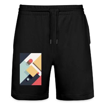 Geometry with color harmony - Stanley/Stella Trainer Unisex Organic Jogging Shorts - black - Front - Nik (191cm) & Marisol (170cm)
