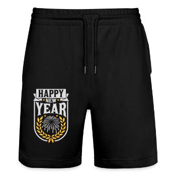 happy new year Zitat - Stanley/Stella Unisex Bio Joggingshorts Trainer  - Schwarz - Vorne - Nik (191cm) & Marisol (170cm)