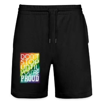 NE VOUS ARRÊTEZ PAS JUSQU’À CE QUE VOUS SOYEZ FIER Rainbow LGBTQ+ - Short de jogging bio TRAINER Stanley/Stella unisexe - noir - Devant - Nik (191cm) & Marisol (170cm)