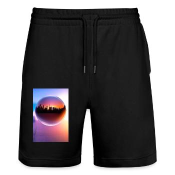 Stadt Kugel - Stanley/Stella Unisex Bio Joggingshorts Trainer  - Schwarz - Vorne - Nik (191cm) & Marisol (170cm)