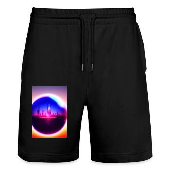 Stadt Kugel - Stanley/Stella Unisex Bio Joggingshorts Trainer  - Schwarz - Vorne - Nik (191cm) & Marisol (170cm)