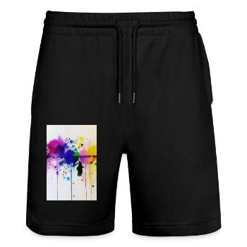 Paint splashes - Stanley/Stella Trainer Unisex Organic Jogging Shorts - black - Front - Nik (191cm) & Marisol (170cm)