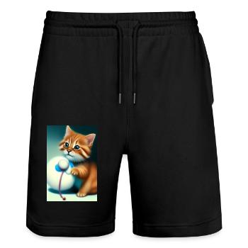 Kleine Süße Baby Katze - Stanley/Stella Unisex Bio Joggingshorts Trainer  - Schwarz - Vorne - Nik (191cm) & Marisol (170cm)
