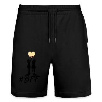 BFF best friends forever - Stanley/Stella Trainer Unisex Organic Jogging Shorts - black - Front - Nik (191cm) & Marisol (170cm)