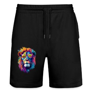 Lion - Short de jogging bio TRAINER Stanley/Stella unisexe - noir - Devant - Nik (191cm) & Marisol (170cm)
