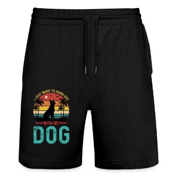I Just Want to Hang Out with My Dog - Stanley/Stella Trainer Unisex Organic Jogging Shorts - black - Front - Nik (191cm) & Marisol (170cm)
