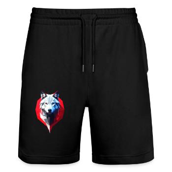 Wolf #1 - Stanley/Stella Trainer Unisex Organic Jogging Shorts - black - Front - Nik (191cm) & Marisol (170cm)