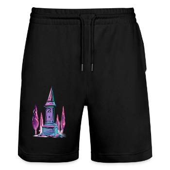 Tombe solitaire - Short de jogging bio TRAINER Stanley/Stella unisexe - noir - Devant - Nik (191cm) & Marisol (170cm)