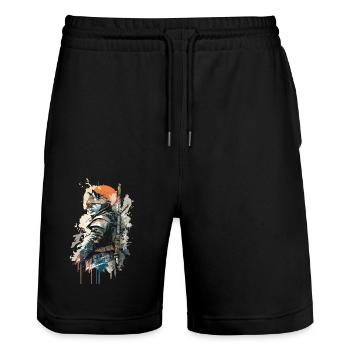 Chat Samouraï portant un uniforme - Short de jogging bio TRAINER Stanley/Stella unisexe - noir - Devant - Nik (191cm) & Marisol (170cm)
