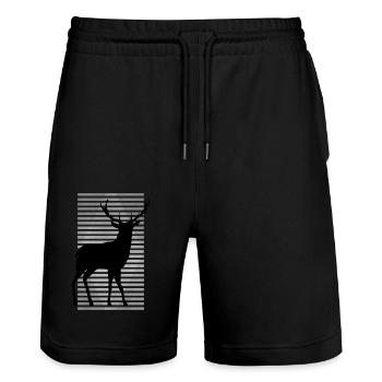 Deer - Stanley/Stella Trainer Unisex Organic Jogging Shorts - black - Front - Nik (191cm) & Marisol (170cm)