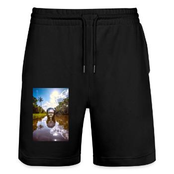 Amazon - Stanley/Stella Trainer Unisex Organic Jogging Shorts - black - Front - Nik (191cm) & Marisol (170cm)