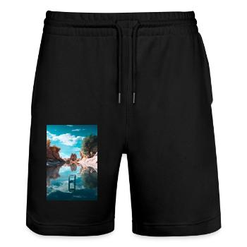 Geometrie - Stanley/Stella Unisex Bio Joggingshorts Trainer  - Schwarz - Vorne - Nik (191cm) & Marisol (170cm)