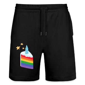 Unicorn rainbow cake - Stanley/Stella Trainer Unisex Organic Jogging Shorts - black - Front - Nik (191cm) & Marisol (170cm)