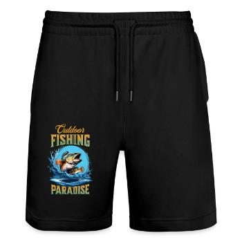 Pêche Pêche Pêche Poisson Carpe Pêche en plein air - Short de jogging bio TRAINER Stanley/Stella unisexe - noir - Devant - Nik (191cm) & Marisol (170cm)