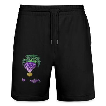 Cœur d'Artichaut Violet - Short de jogging bio TRAINER Stanley/Stella unisexe - noir - Devant - Nik (191cm) & Marisol (170cm)