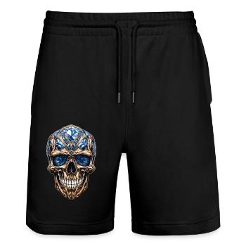 Luxury Skull - Born of Gold! - Stanley/Stella Unisex Bio Joggingshorts Trainer  - Schwarz - Vorne - Nik (191cm) & Marisol (170cm)