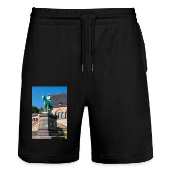 Equestrian statue of Wilhelm I at The Kaiserpfalz - Stanley/Stella Trainer Unisex Organic Jogging Shorts - black - Front - Nik (191cm) & Marisol (170cm)