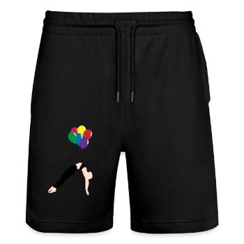 Luftballon - Stanley/Stella Unisex Bio Joggingshorts Trainer  - Schwarz - Vorne - Nik (191cm) & Marisol (170cm)