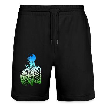 crâne squelette mort halloween horreur noir mort - Short de jogging bio TRAINER Stanley/Stella unisexe - noir - Devant - Nik (191cm) & Marisol (170cm)