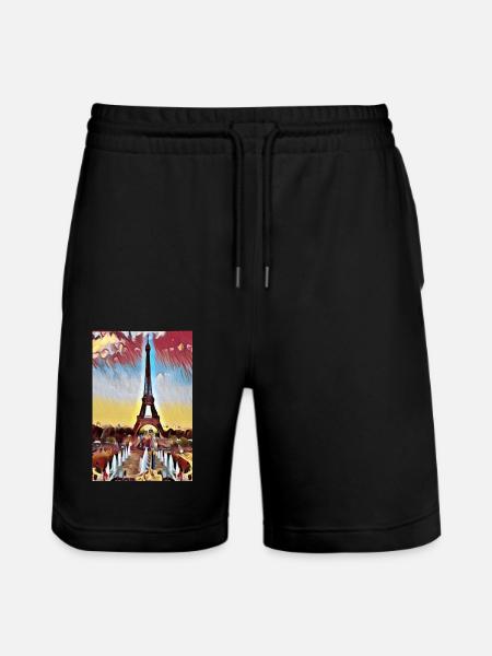 Eiffel Tower Paris Picture Paint - Stanley/Stella Trainer Unisex Organic Jogging Shorts - black