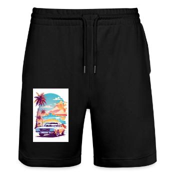 Muscle-Car - Stanley/Stella Unisex Bio Joggingshorts Trainer  - Schwarz - Vorne - Nik (191cm) & Marisol (170cm)