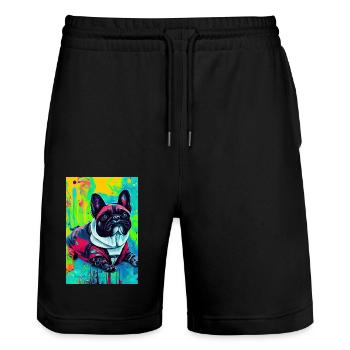 Modern Pop Art Print | colorful | French Bulldog - Stanley/Stella Trainer Unisex Organic Jogging Shorts - black - Front - Nik (191cm) & Marisol (170cm)