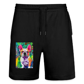 Modern Pop Art Print | colorful | French Bulldog - Stanley/Stella Trainer Unisex Organic Jogging Shorts - black - Front - Nik (191cm) & Marisol (170cm)
