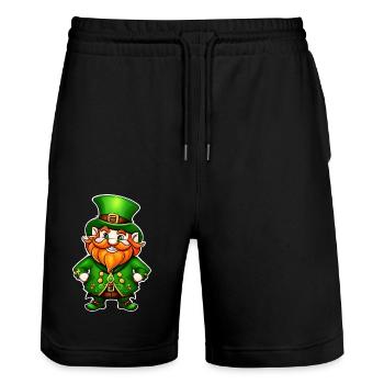 Saint Patricks Day Irish Kobold Leprechaun Wichtel - Stanley/Stella Unisex Bio Joggingshorts Trainer  - Schwarz - Vorne - Nik (191cm) & Marisol (170cm)