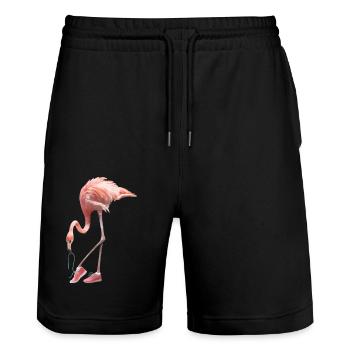 Flamingo und rosa Schuhe - Stanley/Stella Unisex Bio Joggingshorts Trainer  - Schwarz - Vorne - Nik (191cm) & Marisol (170cm)