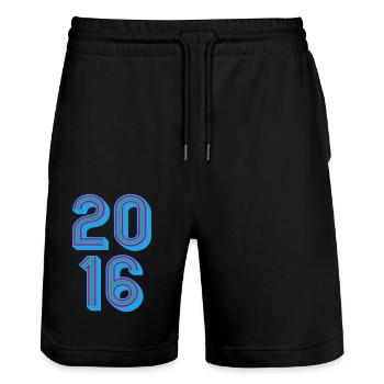 2016 Year of birth | Colors changeable - Stanley/Stella Trainer Unisex Organic Jogging Shorts - black - Front - Nik (191cm) & Marisol (170cm)