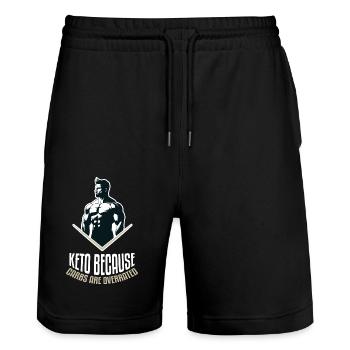 Entzückendes fröhliches Keto-Zitat - Stanley/Stella Unisex Bio Joggingshorts Trainer  - Schwarz - Vorne - Nik (191cm) & Marisol (170cm)